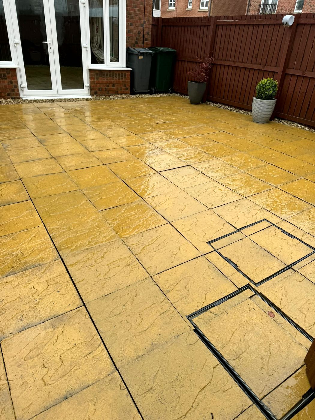 The same patio after jet washing
